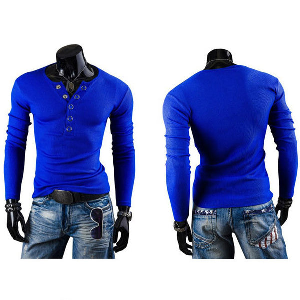 Men's Deep V-Neck Summer Long Sleeve Shirt
