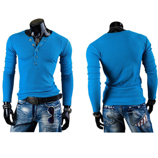 Men's Deep V-Neck Summer Long Sleeve Shirt