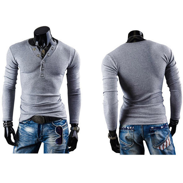Men's Deep V-Neck Summer Long Sleeve Shirt