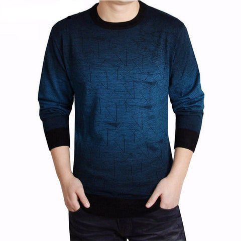Mens Pullover Wool Sweater with Print