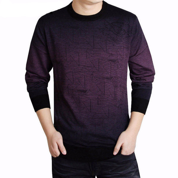 Mens Pullover Wool Sweater with Print