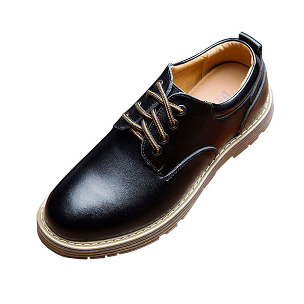 Men's British Style Solid Lace up Shoes