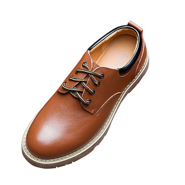Men's British Style Solid Lace up Shoes