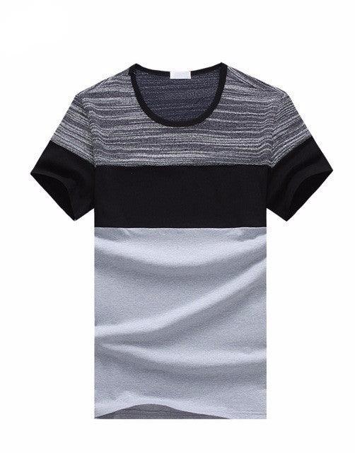 O-neck Striped Broadcloth Summer Men's T Shirt