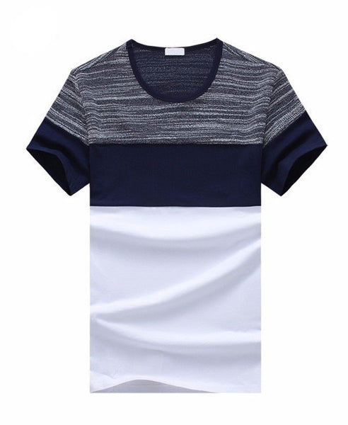 O-neck Striped Broadcloth Summer Men's T Shirt