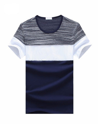 O-neck Striped Broadcloth Summer Men's T Shirt