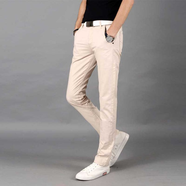 Men's Slim Fit Straight Cut Casual Long Pants
