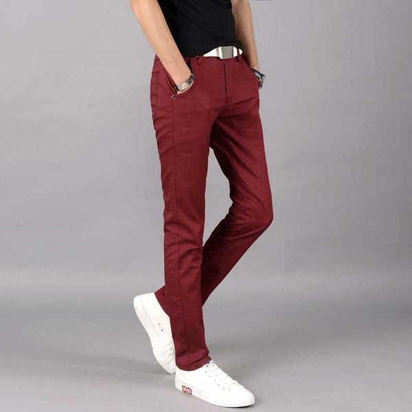 Men's Slim Fit Straight Cut Casual Long Pants