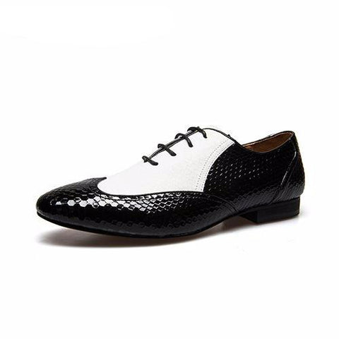 Mens Formal Black & White Leather Shoes