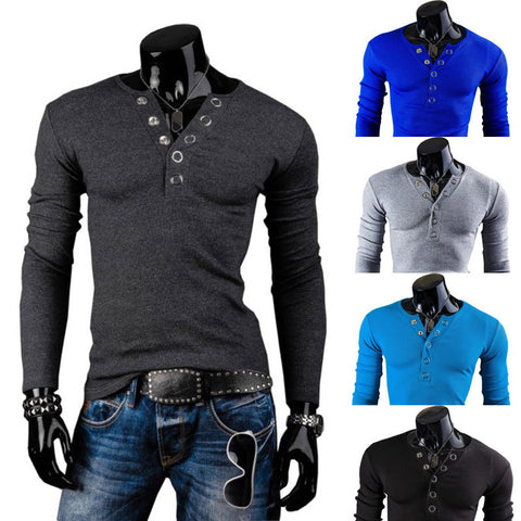 Men's Deep V-Neck Summer Long Sleeve Shirt